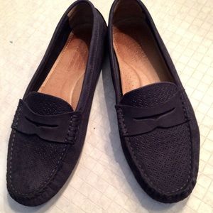 Navy suede driving moccasins